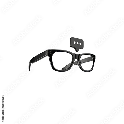 Smart Glasses with Chat Bubble Icon - Augmented Reality Concept