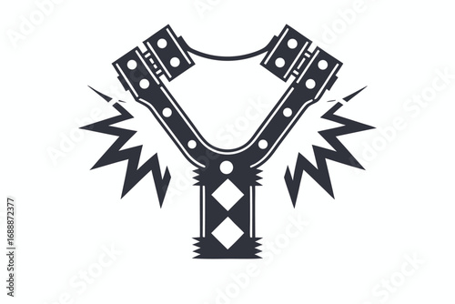 Abstract Slingshot with Geometric Design on a White Background