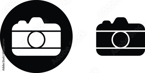 Camera icon set collection group in black flat and line style, photography device symbol pack, photo capture shoot equipment bundle, isolated on transparent background, vector illustration
