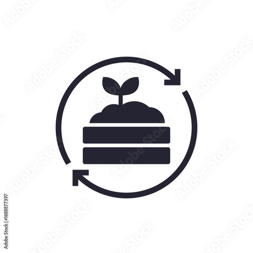 Composting icon on white, decompose food waste