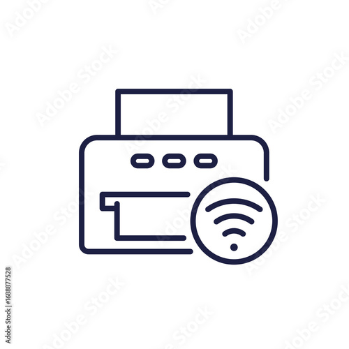 printer line icon, smart printer with wi-fi