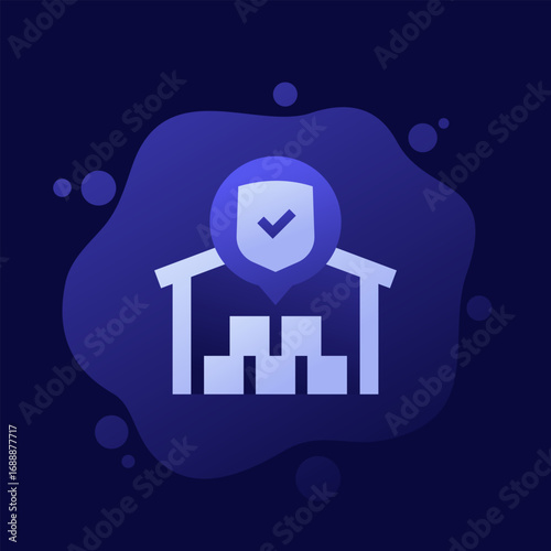 Warehouse insurance icon, vector design
