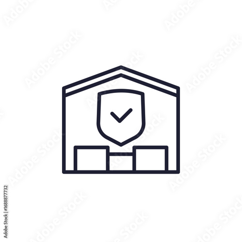 Warehouse insurance line icon on white