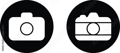 Camera icon set collection group in black flat and line style, photography device symbol pack, photo capture shoot equipment bundle, isolated on transparent background, vector illustration