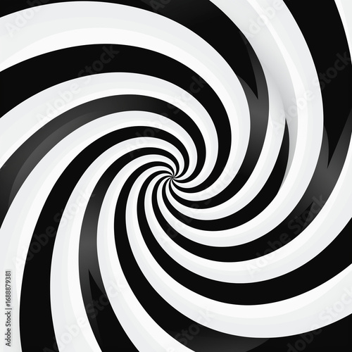 Hypnotic black and white spiral creates an endless optical illusion, drawing eyes into its depth.