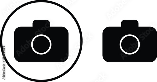 Camera icon set collection group in black flat and line style, photography device symbol pack, photo capture shoot equipment bundle, isolated on transparent background, vector illustration