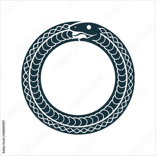 Ouroboros Serpent Eating Tail, Circle Symbol Serpent Circle ouroboros serpent eating its tail forming a perfect circle with a small void at the center