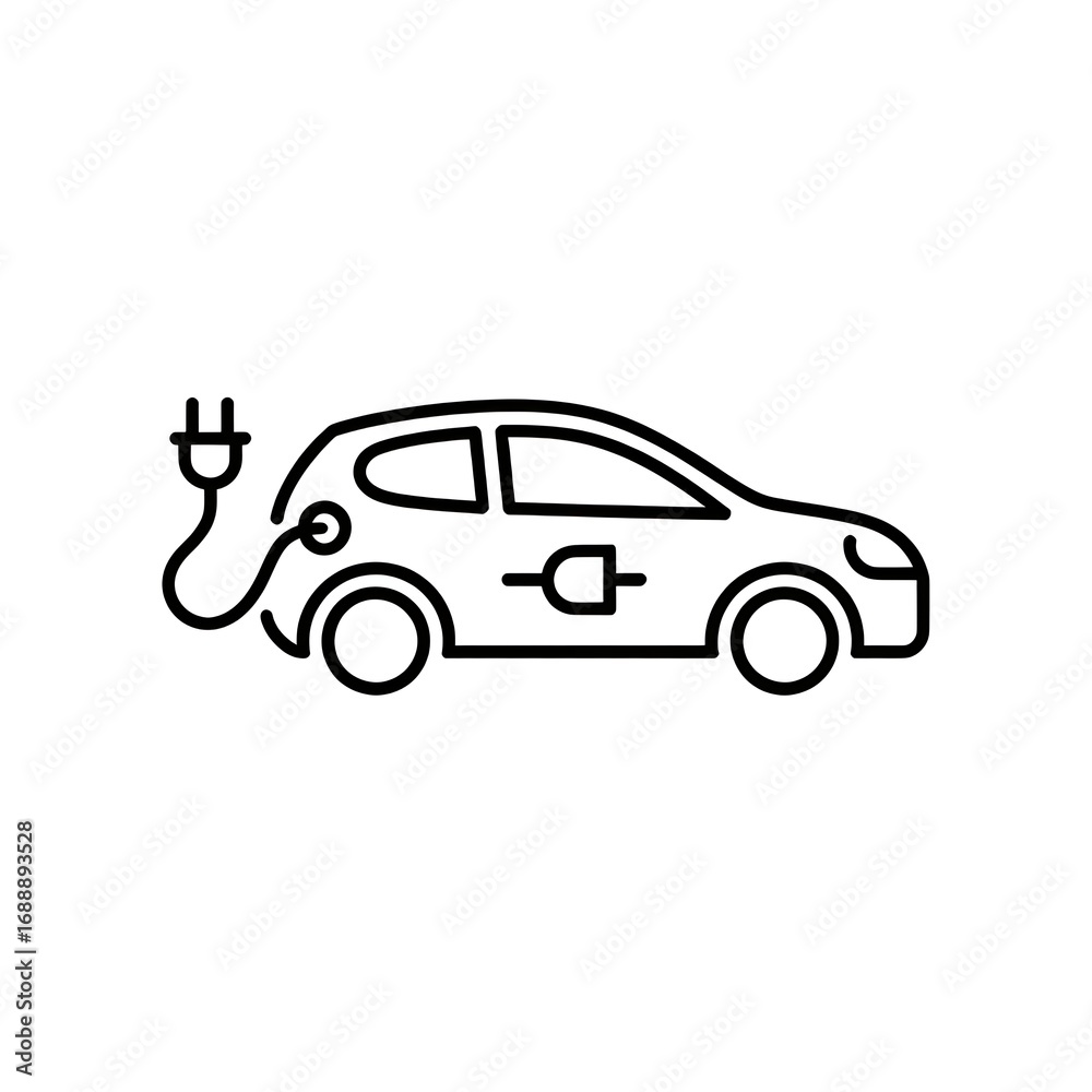 Fototapeta premium Electric vehicle charging vector icon, clean outline, isolated.