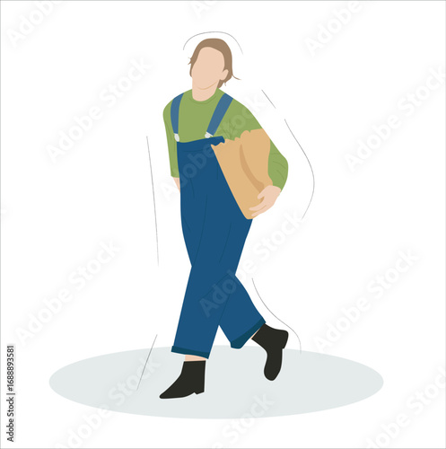 illustration of woman carrying shopping bags