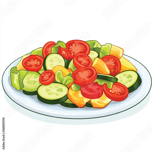 A vibrant and healthy vegetable salad on a plate.