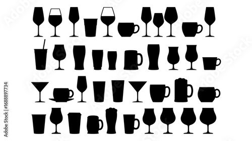 Set of Black Drinkware Silhouettes