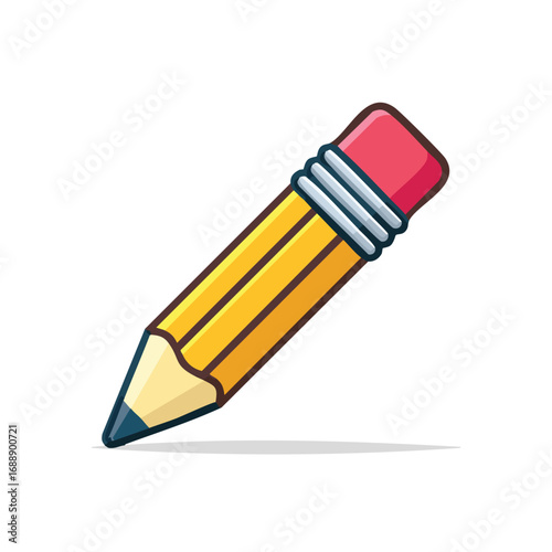 Classic Yellow Cartoon Pencil Icon - AI Generated