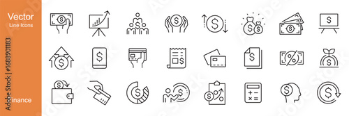 Finance Icon - Vector Line. Editable Stroke.