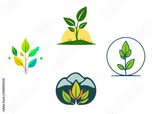 This Stunning New Vector Set of 4 Eco-Icons is Perfect for Websites and Logos, Offering a Range of Sustainable Symbols on a Transparent Background.