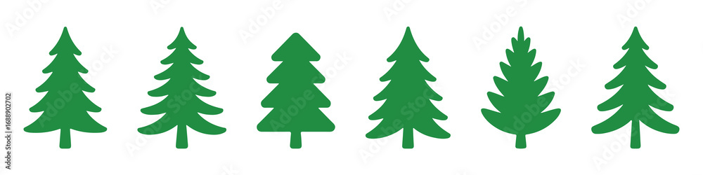 Obraz premium Pine Silouette icon set. Fir tree vector set.