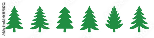 Pine Silouette icon set. Fir tree vector set.