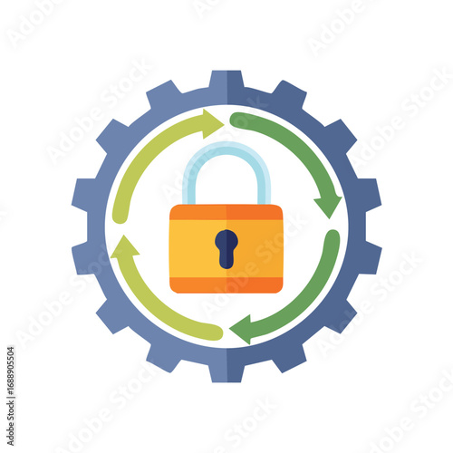 Secure Automation Process with Lock and Gear - AI Generated