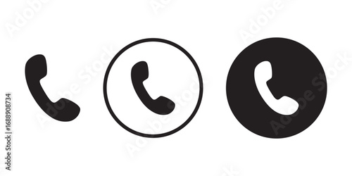 Phone icon with call, accept/reject, and ringing vector symbols