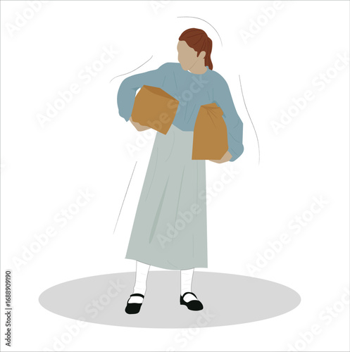 woman carrying shopping bags. Woman carries shopping bag 