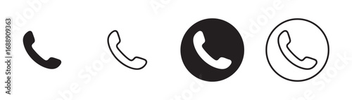 Phone icon vector with call and mobile communication symbols