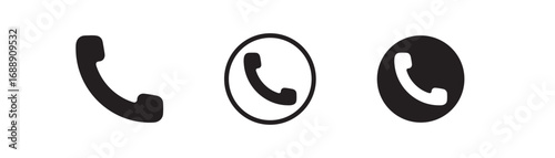 Phone icon with telephone, contact, and communication symbols