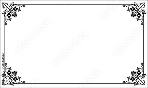 Black and white floral frame decorative elements art deco style Thin Luxury glowing shiny borders for invitations card photo poster book cover album