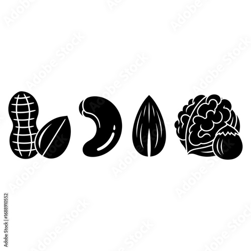 Assortment of Nuts Peanut, Cashew, Almond, Walnut and Hazelnut Illustration for Healthy Lifestyle Choices