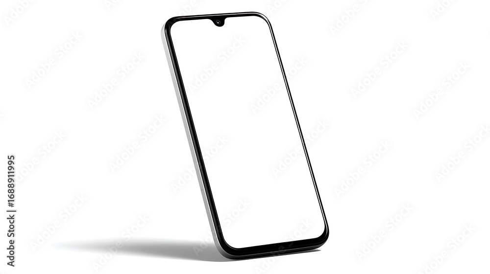 Modern Smartphone with Blank Screen on a White Background, Ready for Your Content