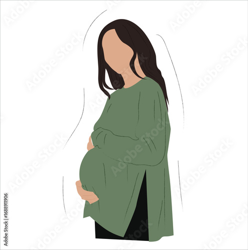 Beautiful young pregnant woman vector 