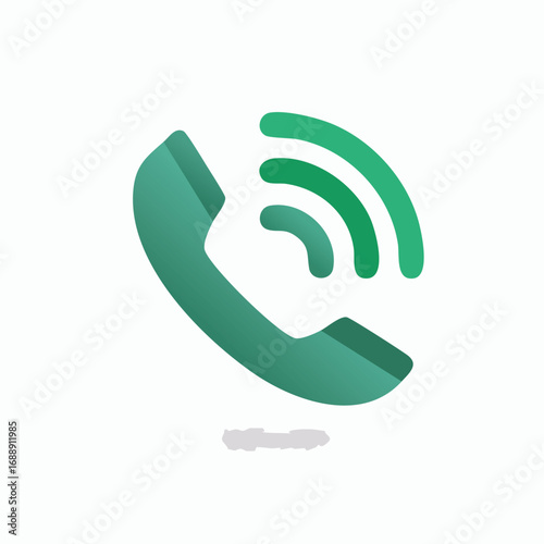 Green Phone Handset with Ringing Signal Icon - AI Generated