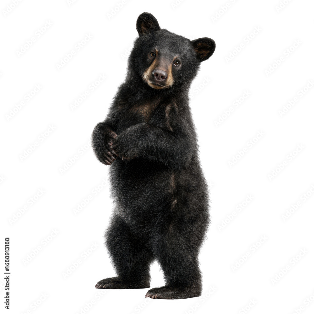 Fototapeta premium Black Bear Cub Standing Upright