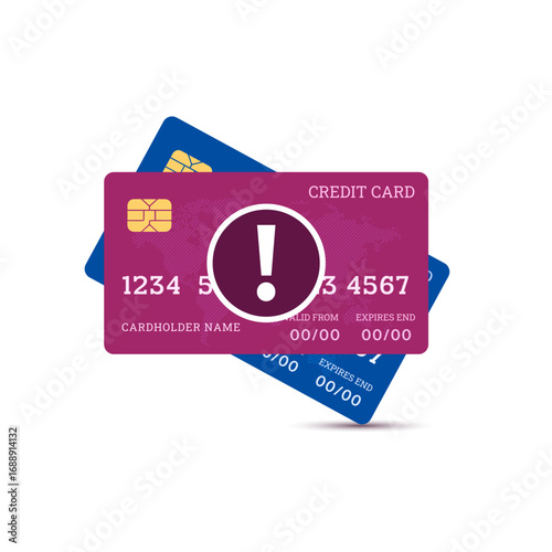 Credit Card Error Alert Icon for Online Payment Failure Concept