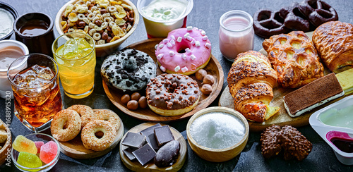 Wallpaper Mural Food products high in added sugar. Junk food Torontodigital.ca