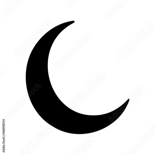 A beautiful waxing crescent moon shining brightly in the night sky above