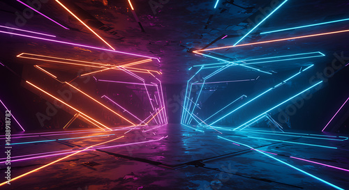 Neon futuristic background, glowing lines