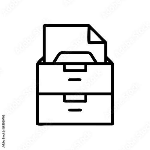 A document or paper filing cabinet with a pile of documents inside