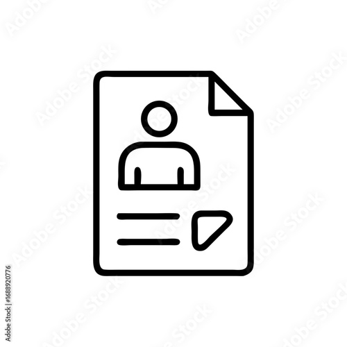 A resume document icon with a person's profile picture in simple outline style