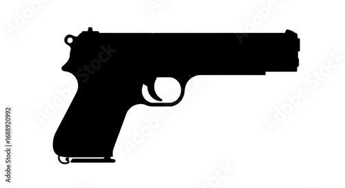 Glock 17 Full Size Vector Illustration Black and White