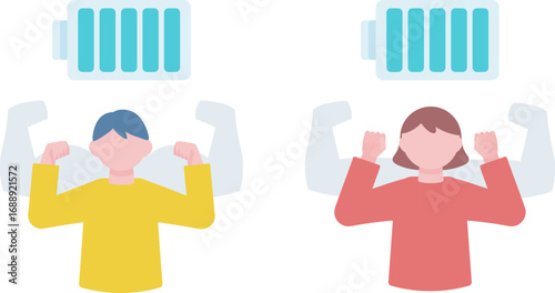 エネルギッシュな男性と女性のイラスト