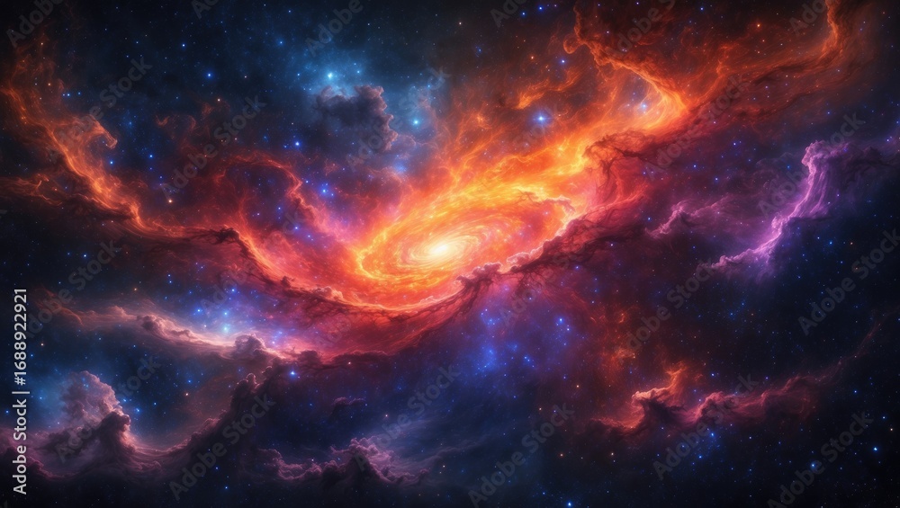 Fototapeta premium Deep space cloud formation with vibrant colors and starry background. Astronomy and universe exploration, cosmos, and celestial phenomena.