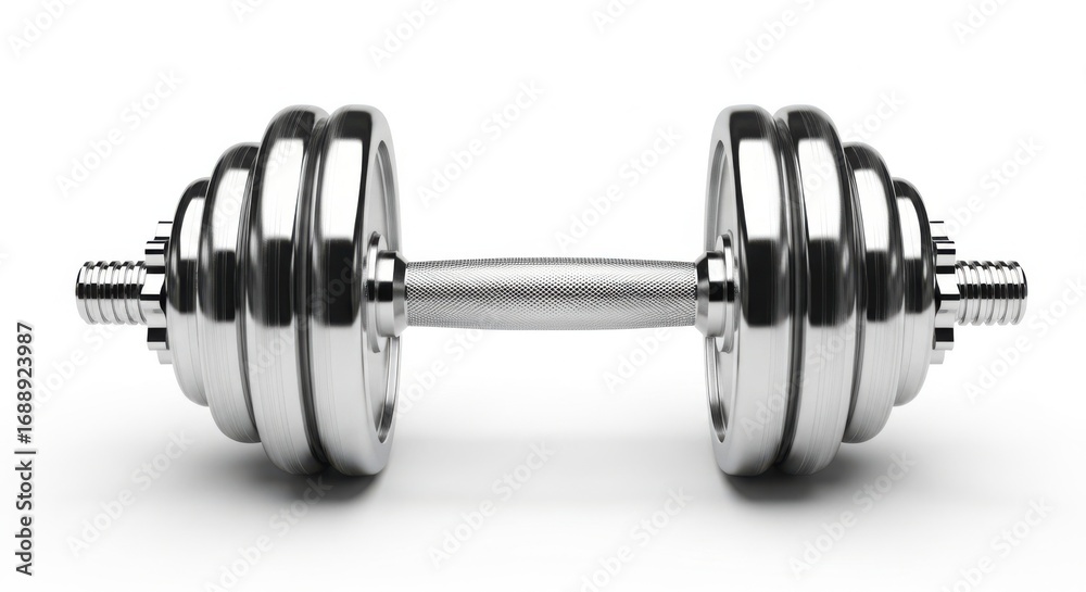 Naklejka premium Shiny Silver Adjustable Dumbbell for Strength Training and Fitness