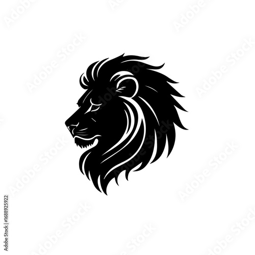 Vector illustration of a minimalist black lion head logo. Elegant, bold, and modern design perfect for branding, sports team emblems, tattoo design, or company identity.