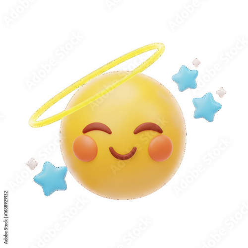 Joyful yellow celestial body with halo and twinkling stars graphic element transparent background