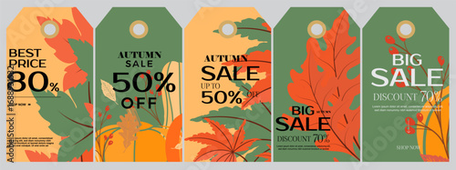 autumn sale labels price tag vector
