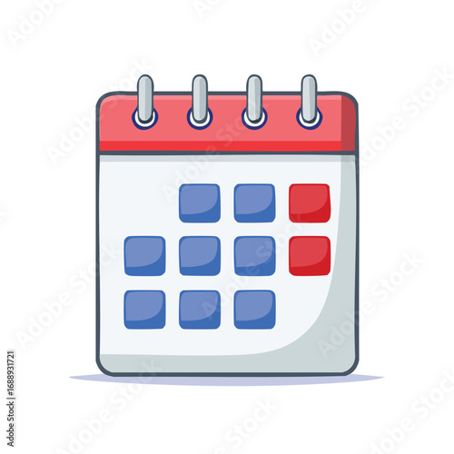 Modern Flat Calendar Icon for Schedule Planning - AI Generated