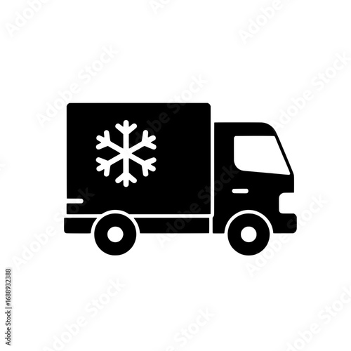 Refrigerated Delivery Truck Icon for Frozen Food Transport and Cold Chain Logistics