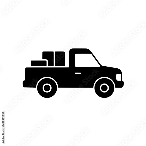 Black Pickup Truck Icon Illustration Minimalist Delivery Symbol for Design