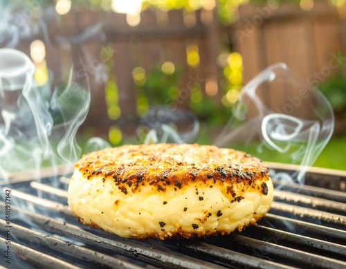 Grilled cheese patty on a grill