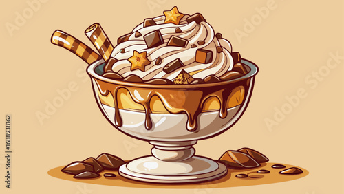 Stracciatella gelato, creamy white base streaked with chocolate shards, glistens in a glass cup. Isolated background reflects playful elegance, refreshing indulgence, and Italian mastery of frozen des