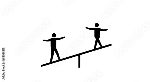 People walking on swing black white 